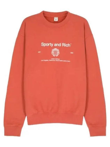 Crest Crew Neck Blush Sweatshirt Orange T Shirt - SPORTY & RICH - BALAAN 1