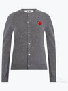 Play Red Wappen Wool Cardigan Charcoal Gray - COMME DES GARCONS - BALAAN 2