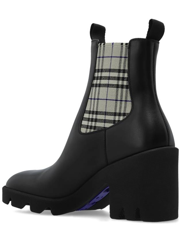 Stride Block Heel Leather Chelsea Boots Black - BURBERRY - BALAAN 6