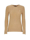 Embroidered Logo Pony Cable Knit Top Beige - POLO RALPH LAUREN - BALAAN 2