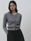 V neck cable knit cardigan Melange gray - THE GREEN LAB - BALAAN 2