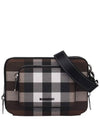 Checked Leather Compact Cross Bag Dark Birch Brown - BURBERRY - BALAAN.