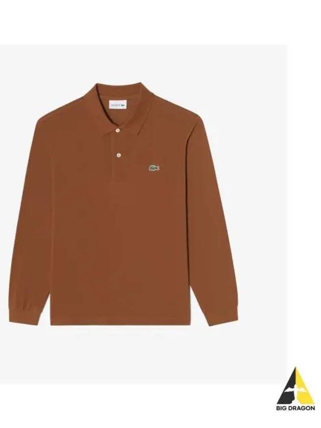 Men s French Regular Fit Long Sleeve Basic Polo Brown - LACOSTE - BALAAN 1