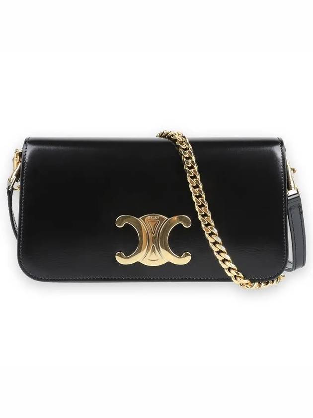 Logo Shiny Calfskin Shoulder Bag Black - CELINE - BALAAN 2