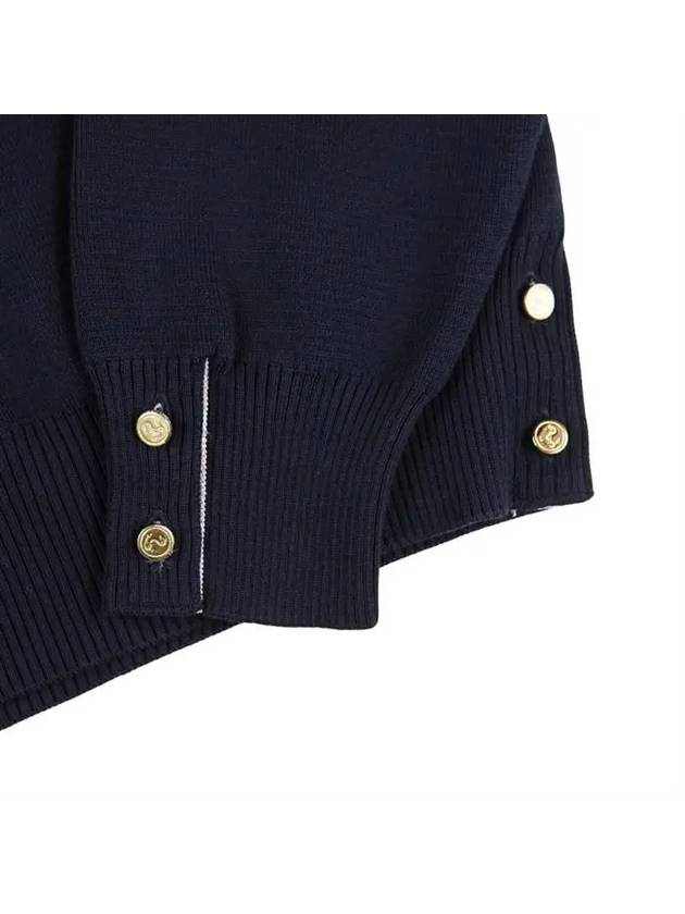 4 Bar Armband Milano Stitch Knit Top Navy - THOM BROWNE - BALAAN 7