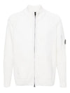 Lambswool GRS Zipped Cardigan White - CP COMPANY - BALAAN 2