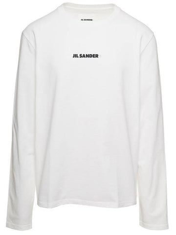 Small Logo Print Long Sleeve T-Shirt White - JIL SANDER - BALAAN 1