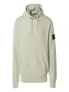 Logo Patch Cotton Fleece Hoodie Musk Green - STONE ISLAND - BALAAN 2