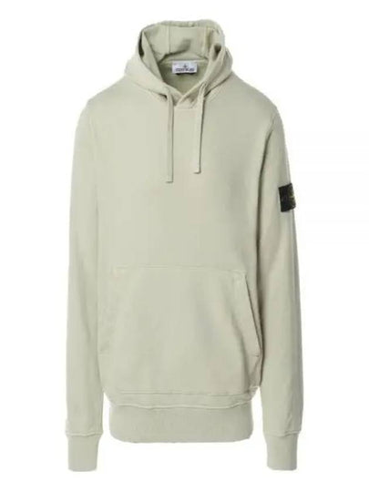 Logo Patch Cotton Fleece Hoodie Musk Green - STONE ISLAND - BALAAN 2