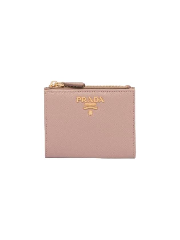 Saffiano Multicolor Half Wallet Powder Pink Fiery Red - PRADA - BALAAN 1