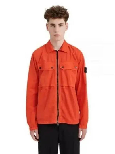 Brushed Organic Cotton Overshirt Jacket Red - STONE ISLAND - BALAAN 2