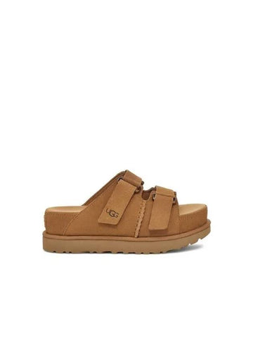 WOMEN Suede Velcro Slippers Golden Star High Slide Chestnut - UGG - BALAAN 1