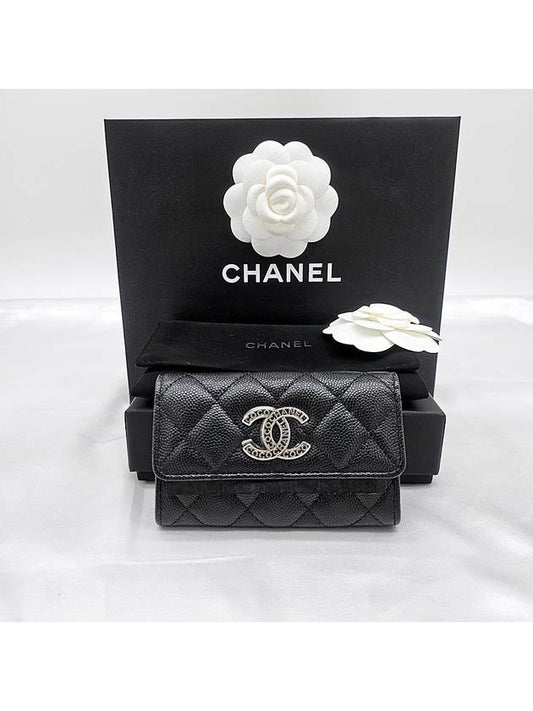 CC logo classic caviar black card wallet AP3831 - CHANEL - BALAAN 1