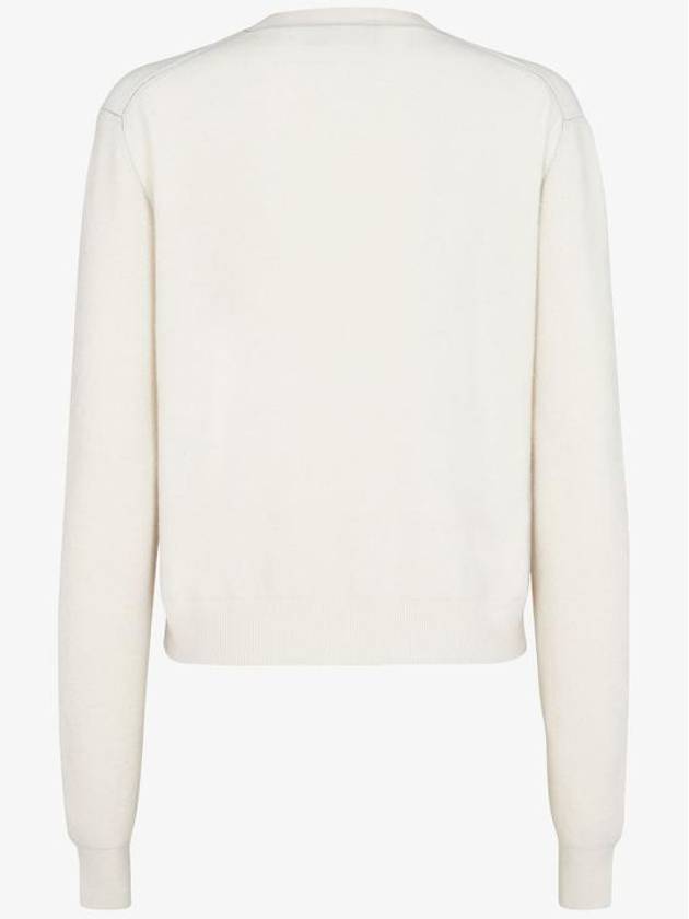 Logo Cashmere Blend Knit Top White - FENDI - BALAAN 4