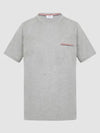 Men's Medium Weight Jersey Tipped Pocket Crewneck Short Sleeve T-Shirt Light Grey - THOM BROWNE - BALAAN 3