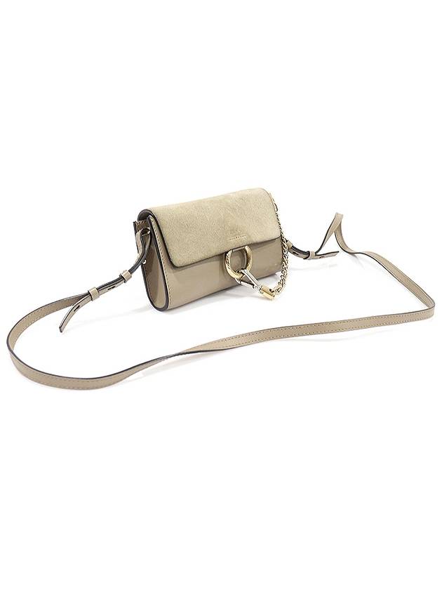 3P0796 Morty Gray Suede Calfskin Faye Fay Strap Wallet Mini Crossbody Bag - CHLOE - BALAAN 3