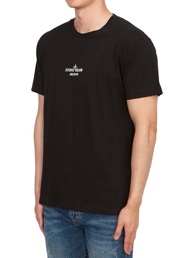 Archivio Cotton Short Sleeve T Shirt Black - STONE ISLAND - BALAAN 4