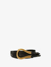 Women's Gold Horsebit Leather Belt Black - BOTTEGA VENETA - BALAAN.