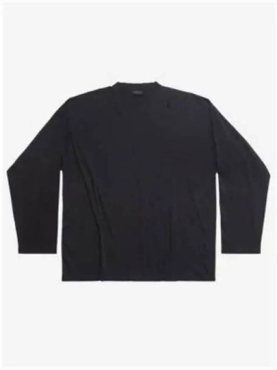 Oversized Crew Neck Long Sleeve T-Shirt Black - BALENCIAGA - BALAAN 2