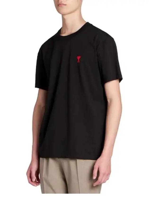 Small Heart Logo Short Sleeve T-Shirt Black - AMI - BALAAN 5