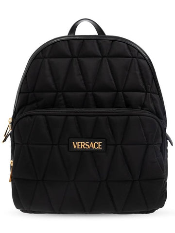 Versace Backpack With Logo Patch, Men's, Black - VERSACE - BALAAN 1