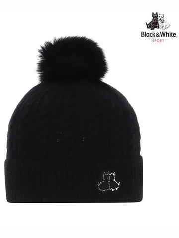 Women s Cashmere Knit Beanie 8504LXAK BLACK - BLACK&WHITE - BALAAN 1