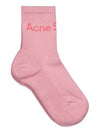 Studios Contrast Logo Ribbed Socks Bubblegum Pink Melange - ACNE STUDIOS - BALAAN.