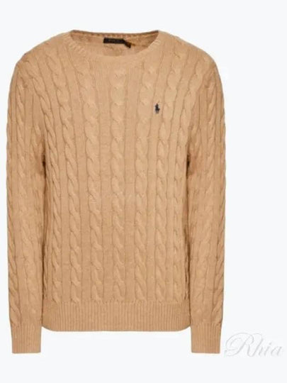 Embroidery Logo Cable Knit Top Brown - POLO RALPH LAUREN - BALAAN 2