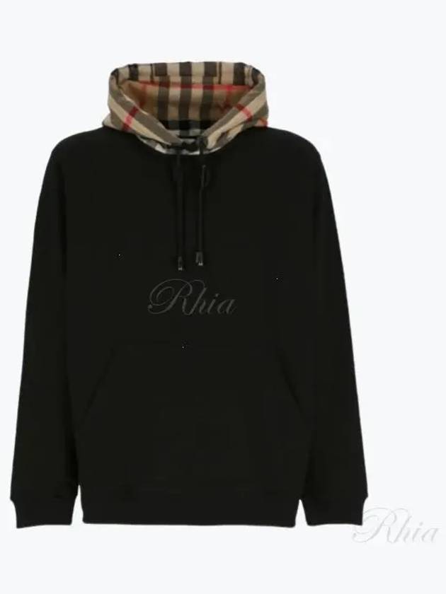 Check Hood Cotton Hoodie Black - BURBERRY - BALAAN 2