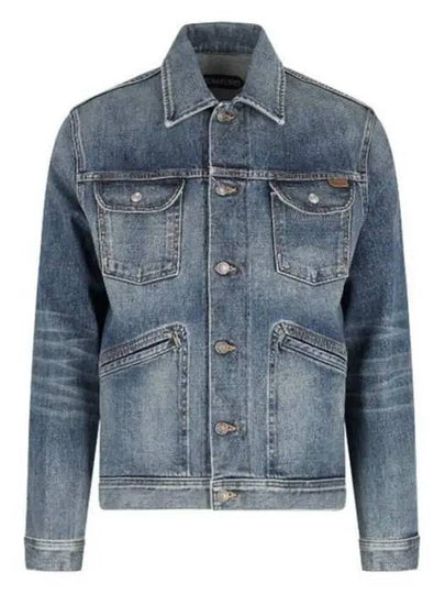 Classic Logo Tab Flap Pocket Denim Jacket Blue - TOM FORD - BALAAN 2