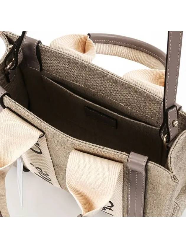 Woody Small Canvas Tote Bag Musk Grey - CHLOE - BALAAN 6