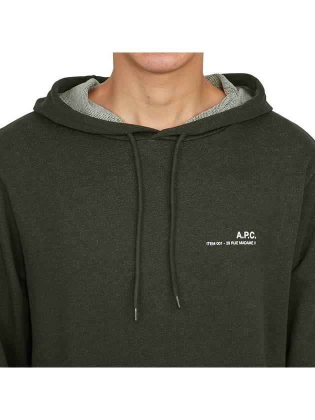 Logo Print Drawstring Hoodie Khaki - A.P.C. - BALAAN 6