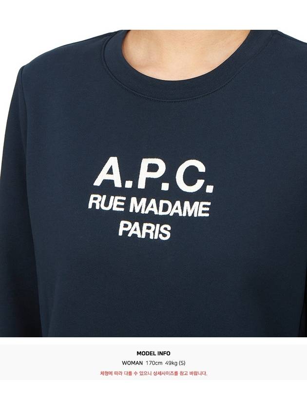 Women's TINa Logo Sweat Sweatshirt Navy - A.P.C. - BALAAN 7