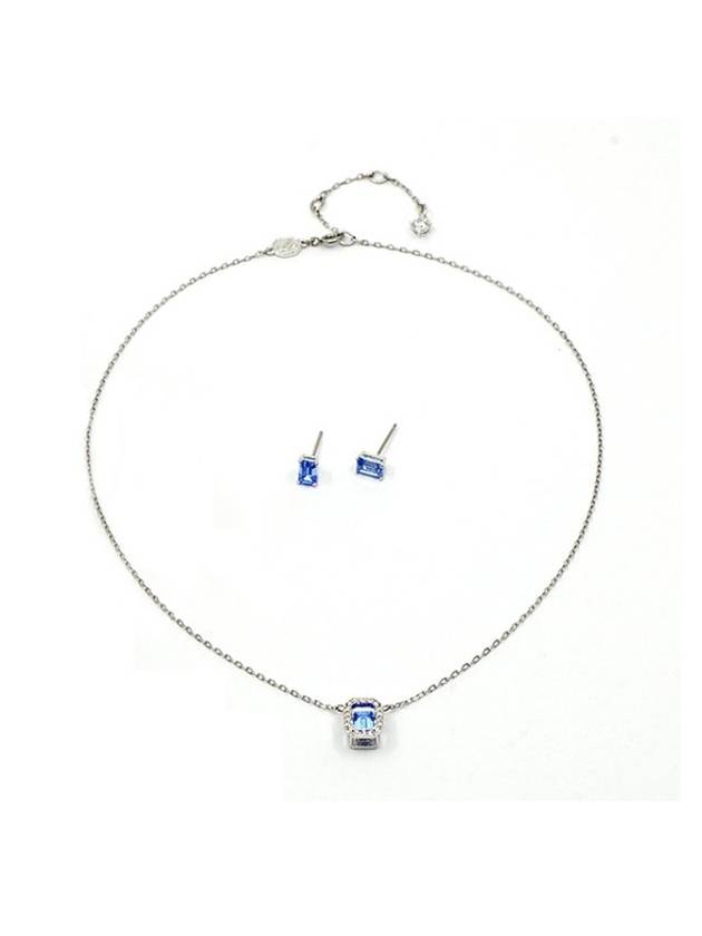 Una Millenia Octagon Earrings Necklace Set Blue Silver - SWAROVSKI - BALAAN 1