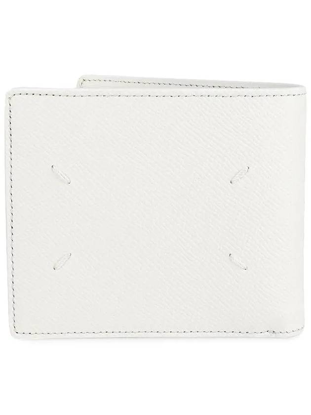 Stitched Bifold Leather Half Wallet White - MAISON MARGIELA - BALAAN 3