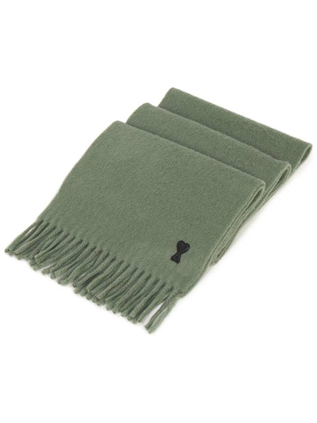 De Coeur Fringe Classic Wool Muffler Clay Blue - AMI - BALAAN 3