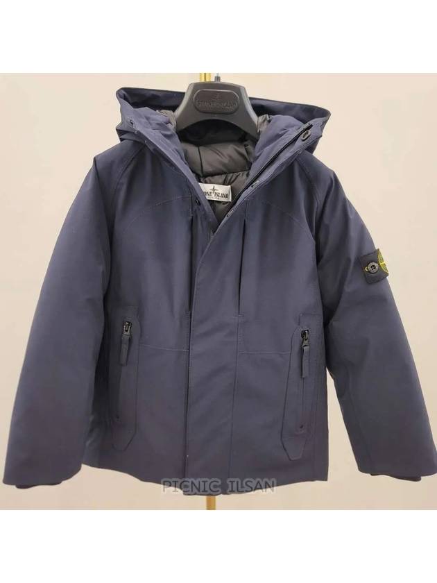 Kids Logo Patch Hooded Padding Navy - STONE ISLAND - BALAAN 3