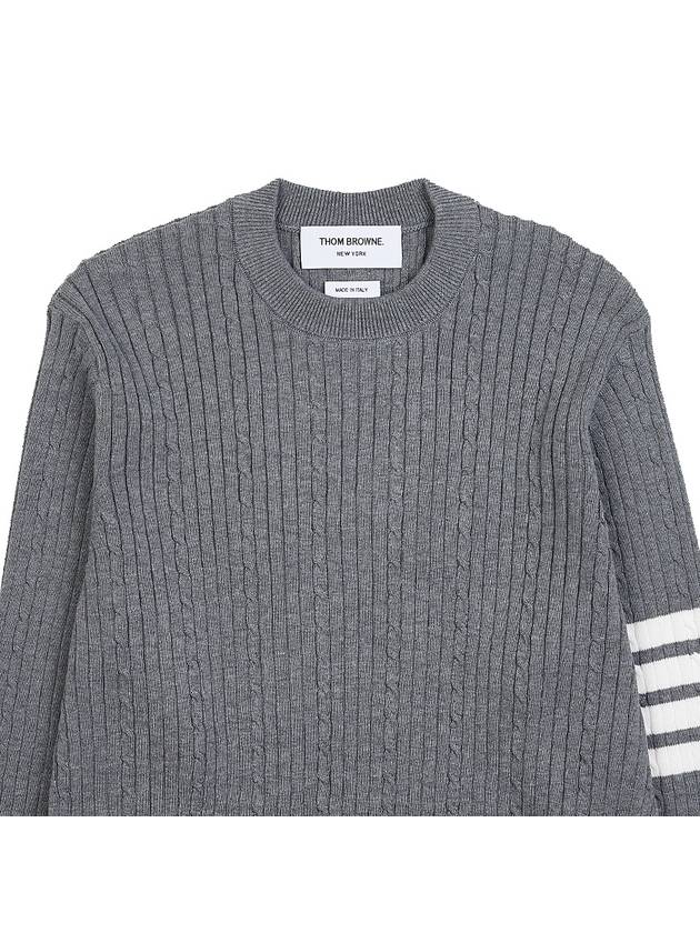 Baby Cable Cotton 4 Bar Crew Neck Knit Top Grey - THOM BROWNE - BALAAN 4