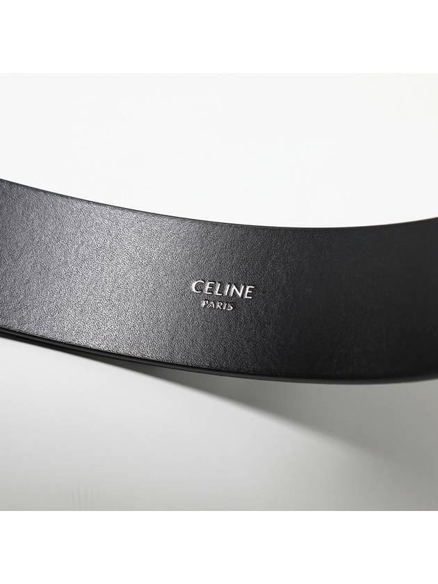 Logo Print Large Western Calfskin Belt Black - CELINE - BALAAN 4