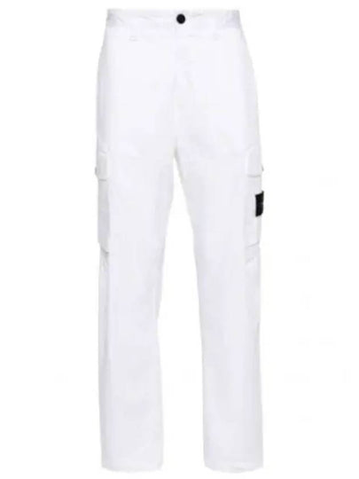 Regular Fit Cargo Cotton Straight Pants White - STONE ISLAND - BALAAN 2