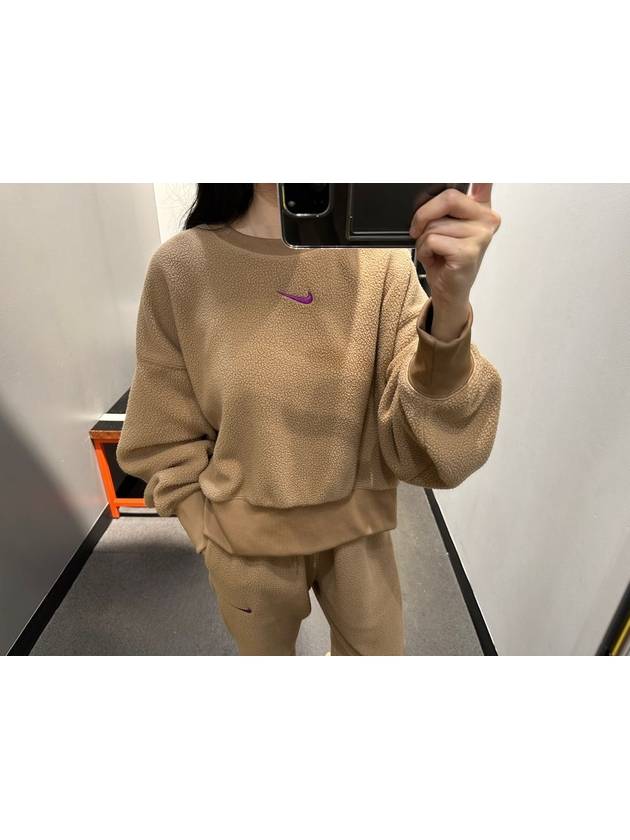 Embroidered Logo Fleece Sweatshirt Camel - NIKE - BALAAN 3