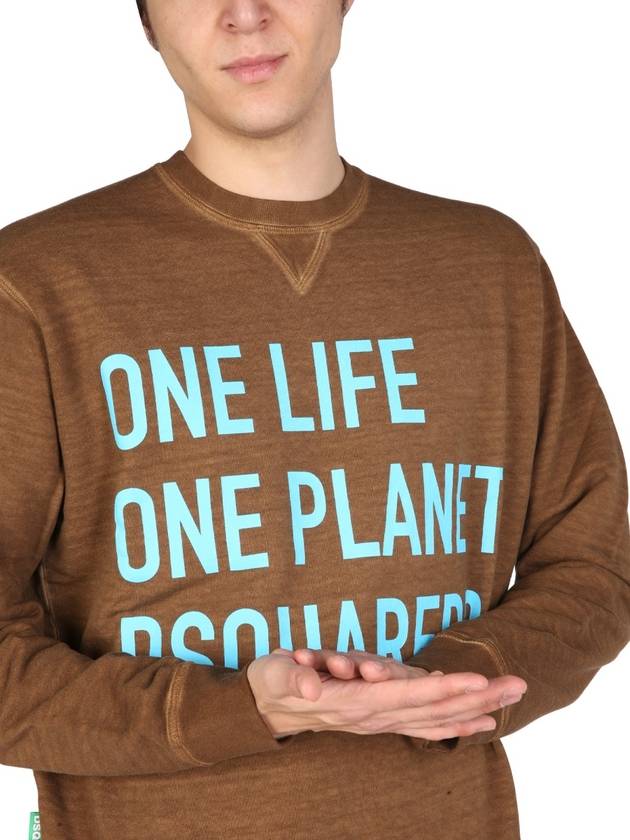 One Life Logo Print Sweatshirt Brown - DSQUARED2 - BALAAN 5