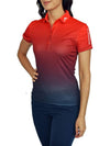 Women's Tour Tech Print Short Sleeve Polo Shirt Red - J.LINDEBERG - BALAAN 4