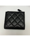 Calfskin Plain Folding Wallet Logo Folding Wallets Black - CHANEL - BALAAN 4