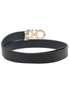 Gancini Reversible Adjustable Leather Belt Black Ultra Marine - SALVATORE FERRAGAMO - BALAAN.