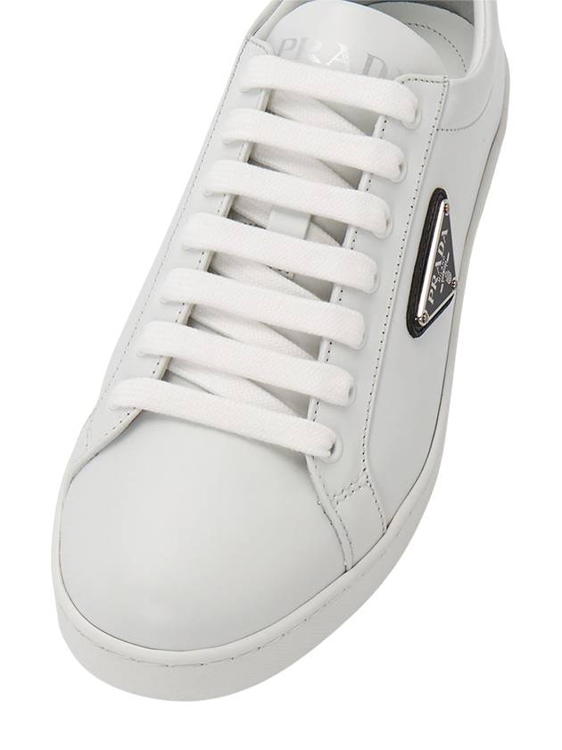 Brushed Leather Low Top Sneakers White Black - PRADA - BALAAN 8