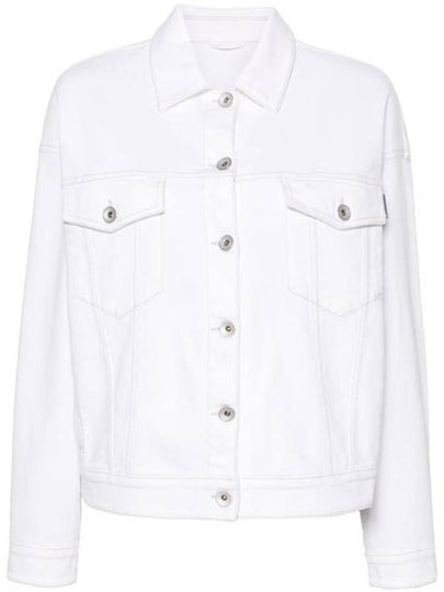 Monilli Tab Detail Cotton Denim Jacket White - BRUNELLO CUCINELLI - BALAAN 2