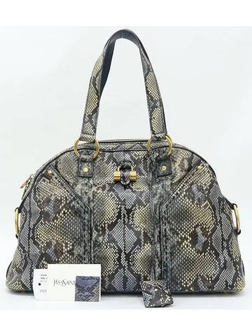 YSL Yip 156464 PYTHON real snake navy color combination SAC MUSE tote bag - SAINT LAURENT - BALAAN 1