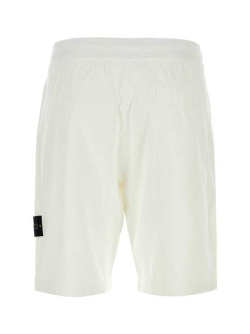 Compass Badge Cotton Track Shorts White - STONE ISLAND - BALAAN 1