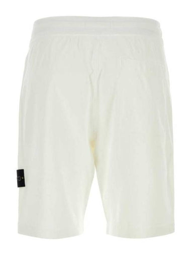 Compass Badge Cotton Track Shorts White - STONE ISLAND - BALAAN 1